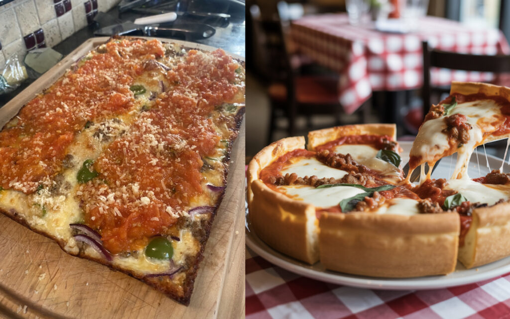 Detroit style pizza vs. Chicago style pizza